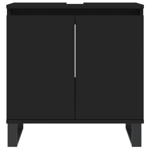 Badeværelsesskab 58x33x60 cm konstrueret træ sort