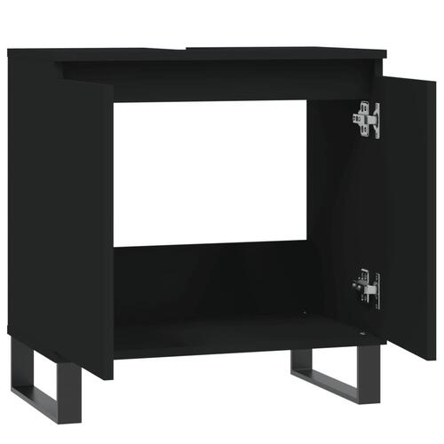 Badeværelsesskab 58x33x60 cm konstrueret træ sort