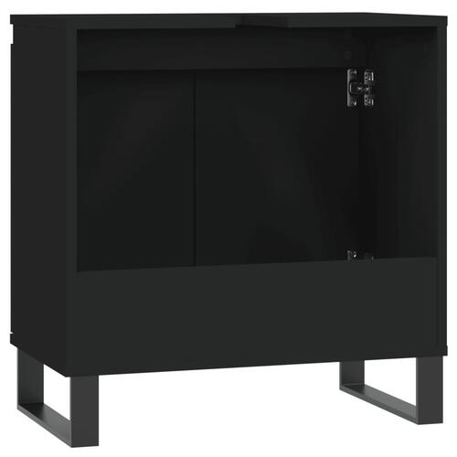 Badeværelsesskab 58x33x60 cm konstrueret træ sort