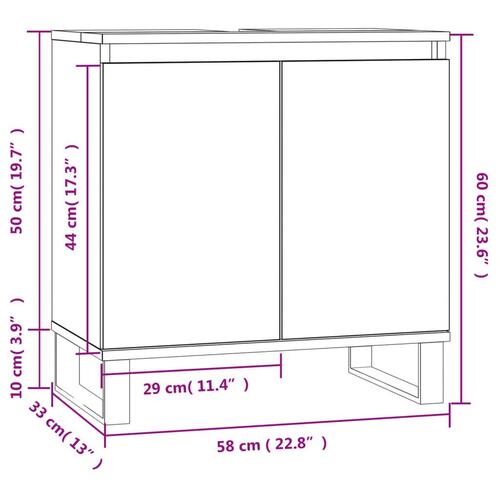 Badeværelsesskab 58x33x60 cm konstrueret træ sort