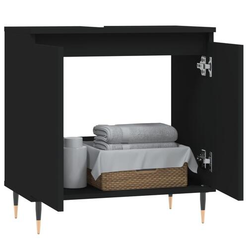 Badeværelsesskab 58x33x60 cm konstrueret træ sort