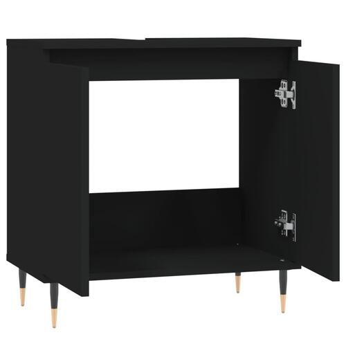 Badeværelsesskab 58x33x60 cm konstrueret træ sort