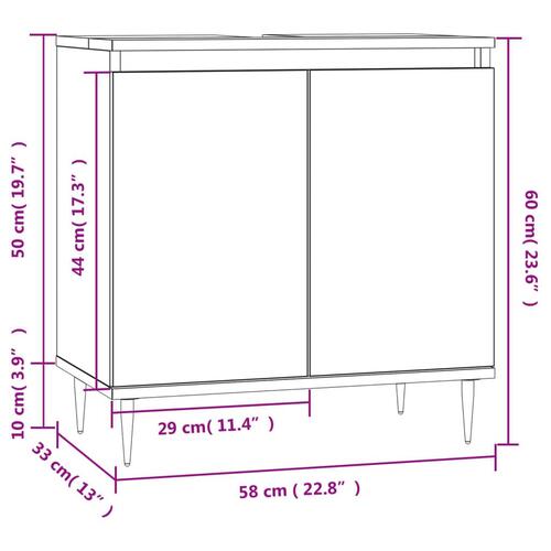 Badeværelsesskab 58x33x60 cm konstrueret træ sort
