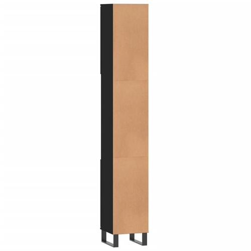 Badeværelsesskab 30x30x190 cm konstrueret træ sort
