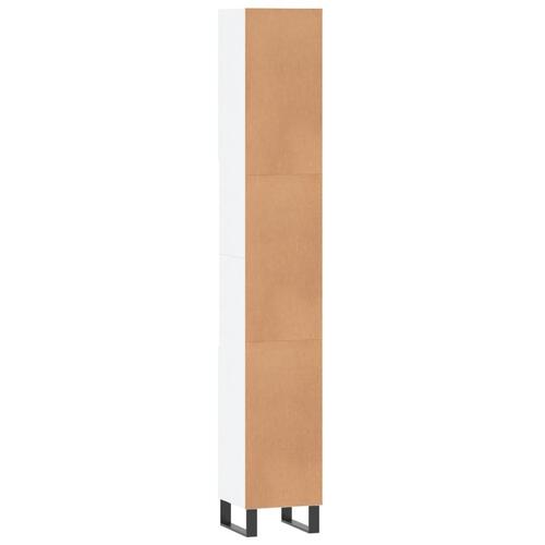 Badeværelsesskab 30x30x190 cm konstrueret træ hvid