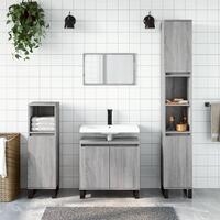 Badeværelsesskab 30x30x190 cm konstrueret træ grå sonoma-eg