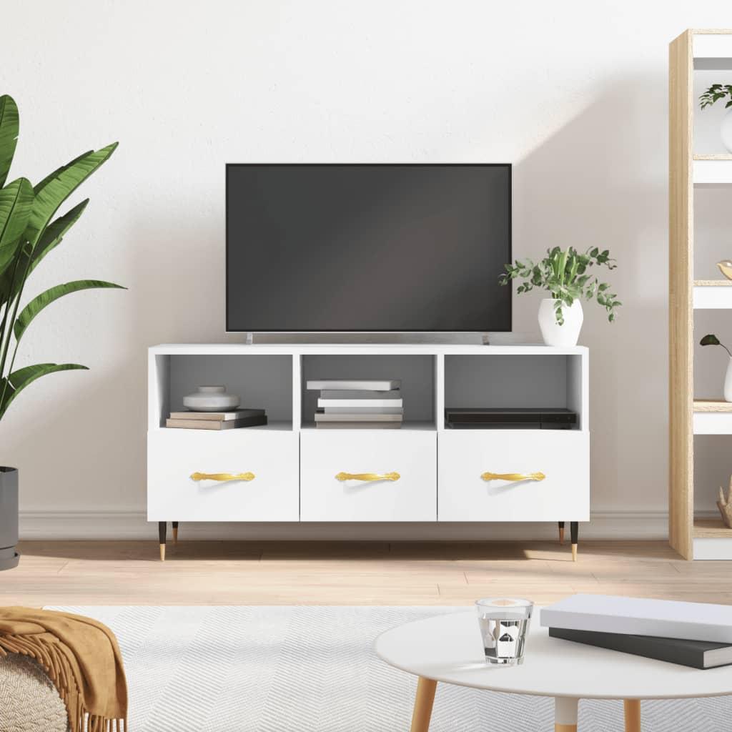 Tv-bord 102x36x50 cm konstrueret træ hvid