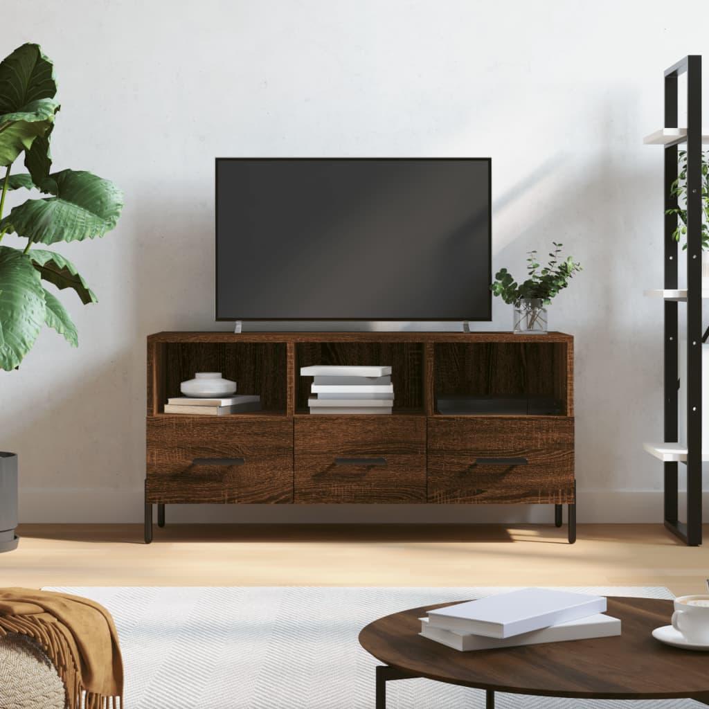 Tv-bord 102x36x50 cm konstrueret træ brun egetræsfarve