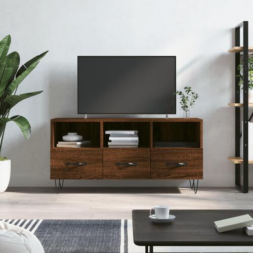 Tv-bord 102x36x50 cm konstrueret træ brun egetræsfarve