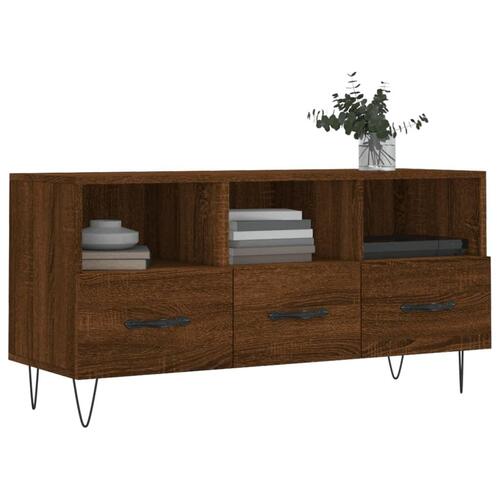 Tv-bord 102x36x50 cm konstrueret træ brun egetræsfarve