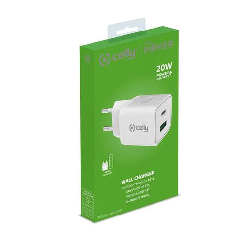 Vægoplader 2-i-1 Celly Hvid 20 W