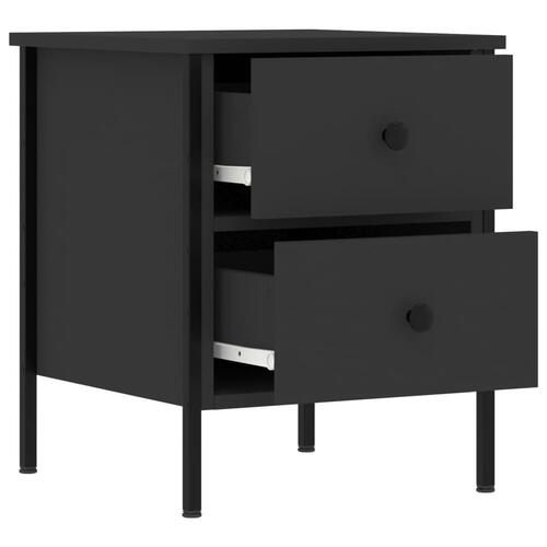 Sengeborde 2 stk. 40x42x50 cm konstrueret træ sort