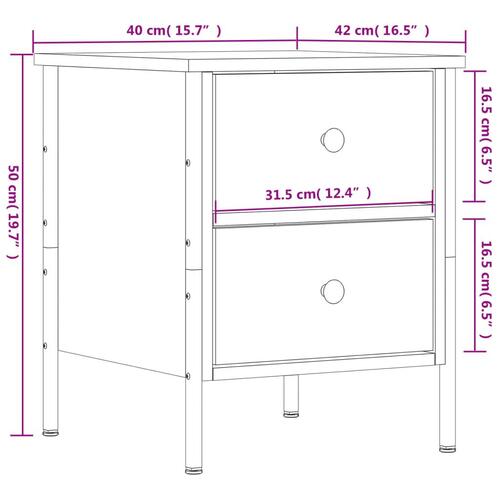 Sengeborde 2 stk. 40x42x50 cm konstrueret træ sort