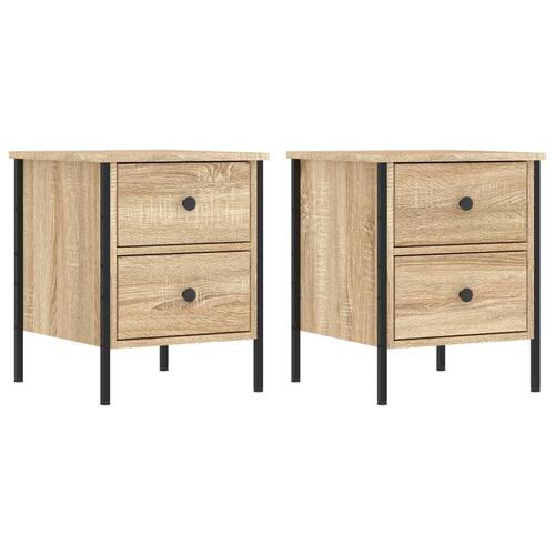 Sengeborde 2 stk. 40x42x50 cm konstrueret træ sonoma-eg