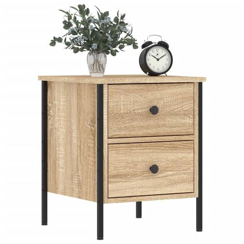 Sengeborde 2 stk. 40x42x50 cm konstrueret træ sonoma-eg