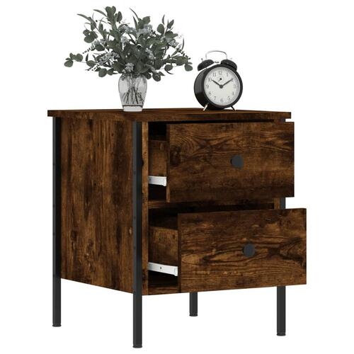 Sengeborde 2 stk. 40x42x50 cm konstrueret træ røget egetræ