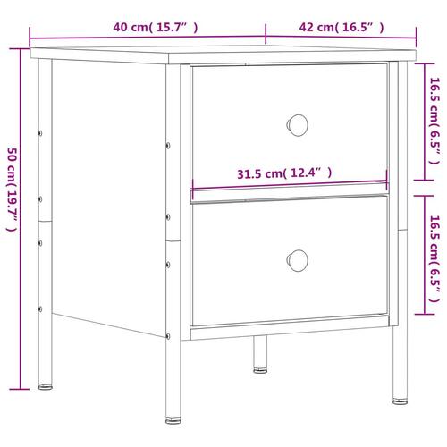 Sengeborde 2 stk. 40x42x50 cm konstrueret træ røget egetræ