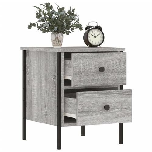 Sengeborde 2 stk. 40x42x50 cm konstrueret træ grå sonoma-eg