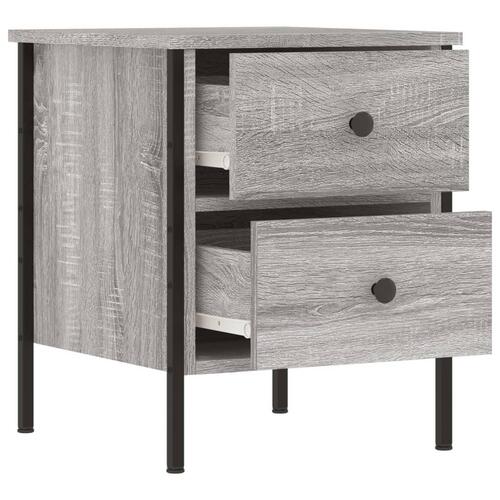 Sengeborde 2 stk. 40x42x50 cm konstrueret træ grå sonoma-eg