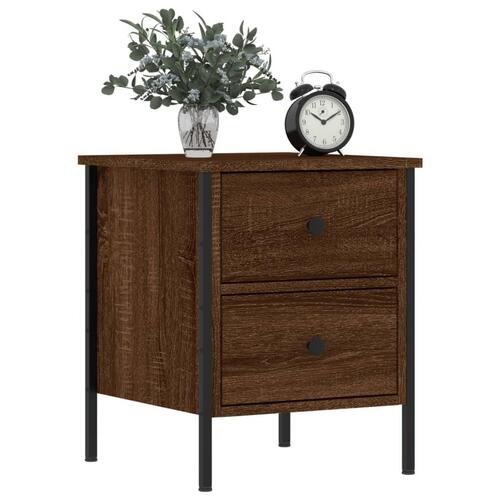 Sengeborde 2 stk. 40x42x50 cm konstrueret træ brunt egetræ
