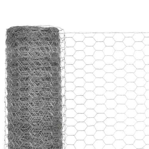 Hønsenet galvaniseret stål 25 x 1,5 m sølvfarvet