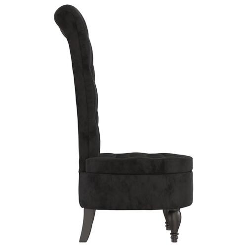 Stol med høj ryg knapdesign velour sort