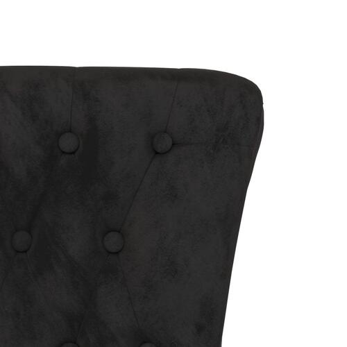 Stol med høj ryg knapdesign velour sort