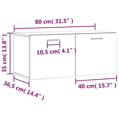 Vægskab 80x36,5x35 cm konstrueret træ hvid højglans
