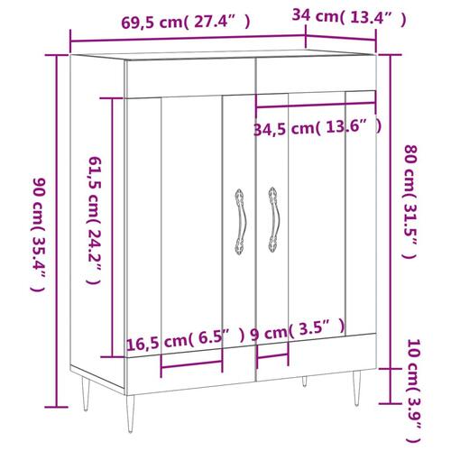 Skænk 69,5x34x90 cm konstrueret træ sonoma-eg