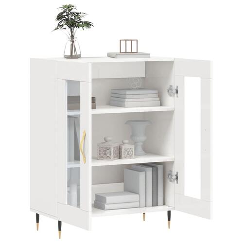 Skænk 69,5x34x90 cm konstrueret træ hvid højglans