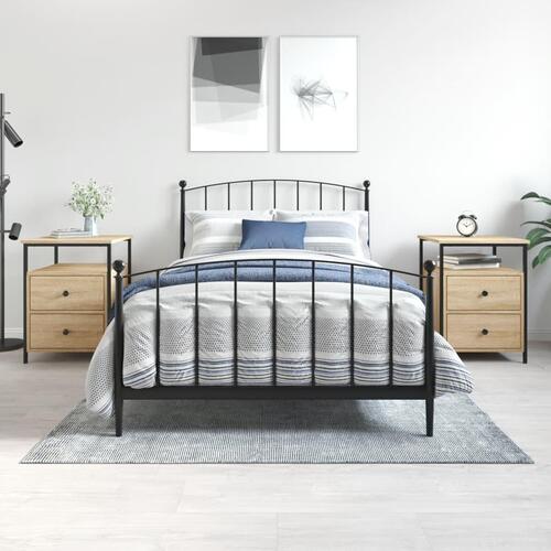 Sengeborde 2 stk. 44x45x60 cm konstrueret træ sonoma-eg
