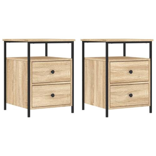 Sengeborde 2 stk. 44x45x60 cm konstrueret træ sonoma-eg