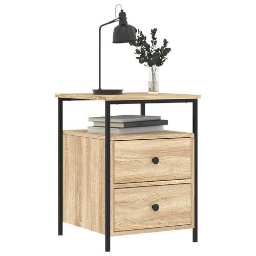 Sengeborde 2 stk. 44x45x60 cm konstrueret træ sonoma-eg