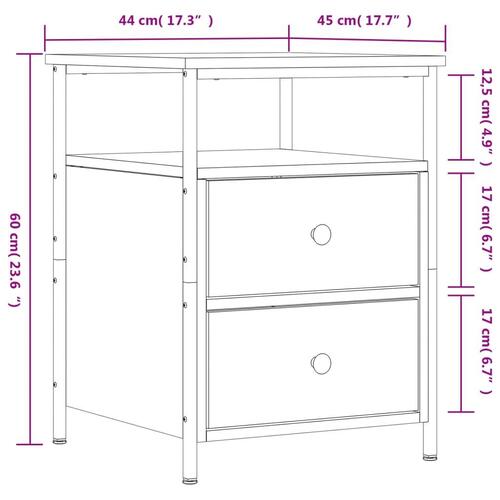 Sengeborde 2 stk. 44x45x60 cm konstrueret træ sonoma-eg