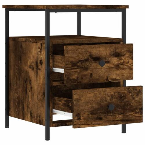 Sengeborde 2 stk. 44x45x60 cm konstrueret træ røget egetræ