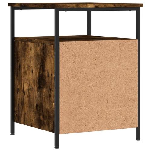 Sengeborde 2 stk. 44x45x60 cm konstrueret træ røget egetræ