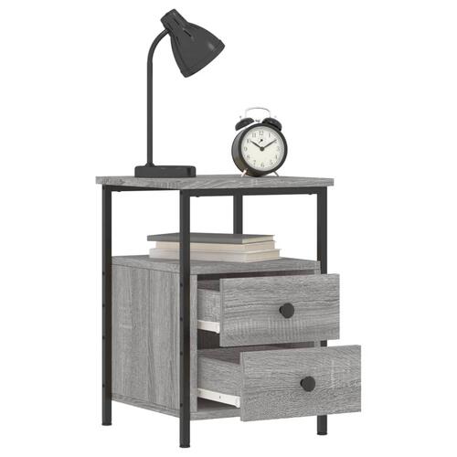 Sengeborde 2 stk. 34x35,5x50 cm konstrueret træ grå sonoma-eg