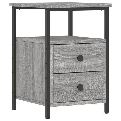 Sengeborde 2 stk. 34x35,5x50 cm konstrueret træ grå sonoma-eg