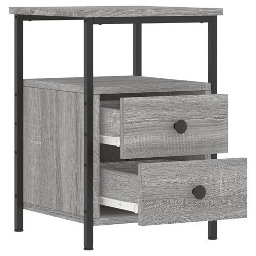 Sengeborde 2 stk. 34x35,5x50 cm konstrueret træ grå sonoma-eg