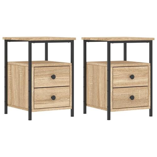 Sengeborde 2 stk. 34x35,5x50 cm konstrueret træ sonoma-eg