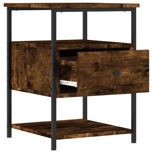 Sengeborde 2 stk. 40x42x56 cm konstrueret træ røget egetræ