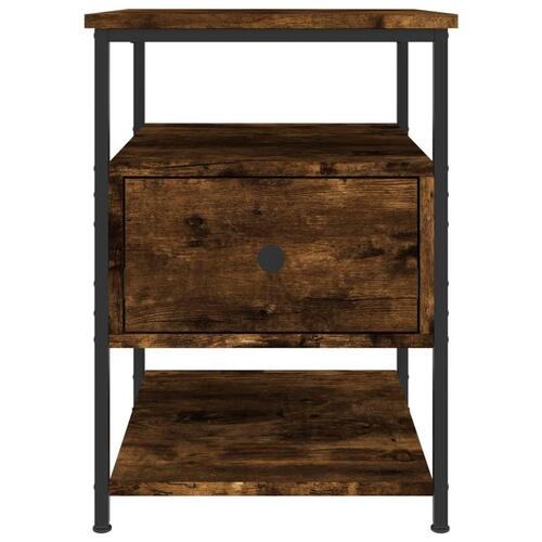Sengeborde 2 stk. 40x42x56 cm konstrueret træ røget egetræ