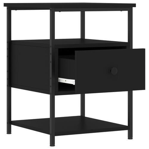 Sengeborde 2 stk. 40x42x56 cm konstrueret træ sort