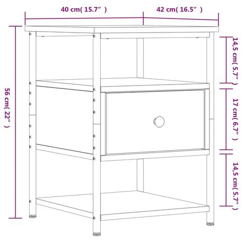 Sengeborde 2 stk. 40x42x56 cm konstrueret træ sort