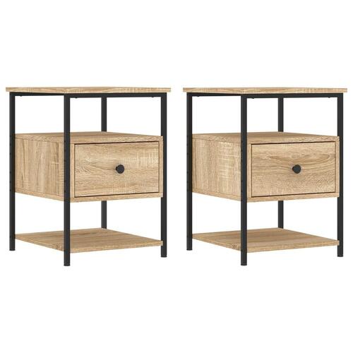 Sengeborde 2 stk. 40x42x56 cm konstrueret træ sonoma-eg