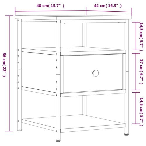 Sengeborde 2 stk. 40x42x56 cm konstrueret træ brunt egetræ