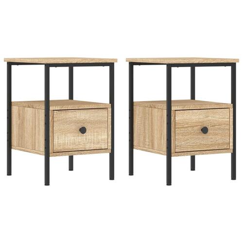 Sengeborde 2 stk. 34x36x50 cm konstrueret træ sonoma-eg