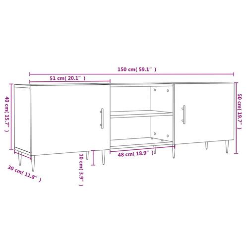 Tv-bord 150x30x50 cm konstrueret træ sort