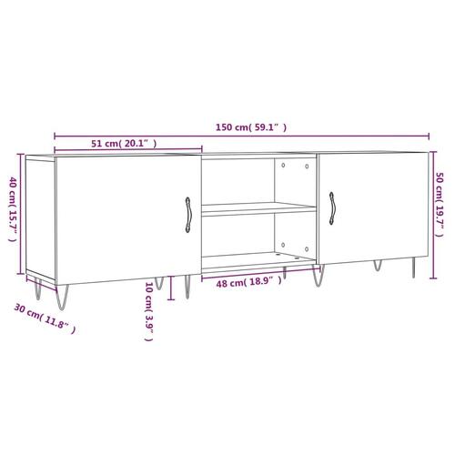 Tv-bord 150x30x50 cm konstrueret træ hvid