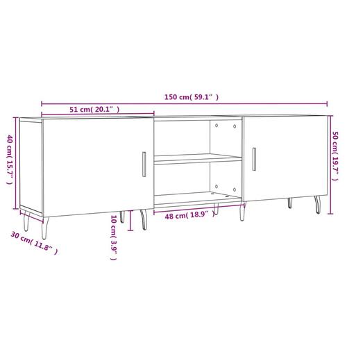 Tv-bord 150x30x50 cm konstrueret træ hvid